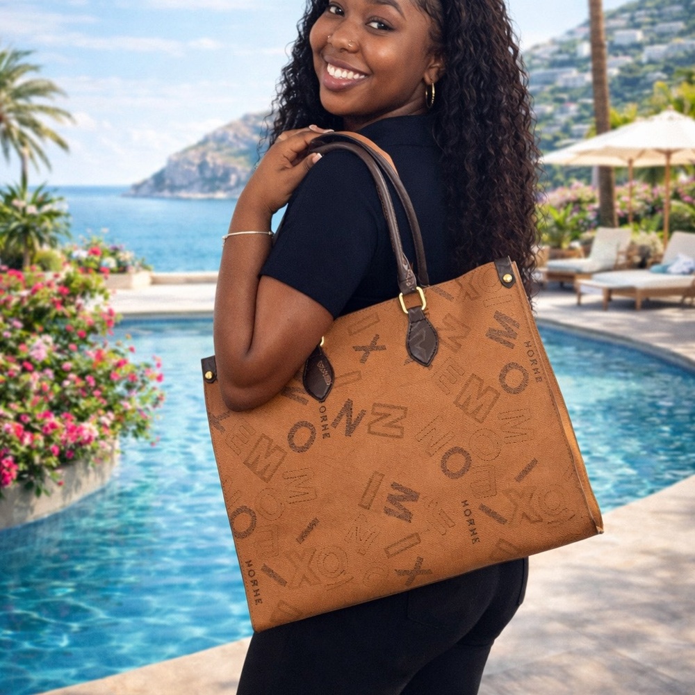 Luxurious monogram tote Bag large capacity durable leather everyday Bag - Picture 3 of 6